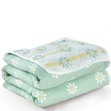Imagem de Cobertor de toalha de gaze, padrão floral, padrão xadrez, cobertor de toalha grande, tecido de 6 camadas, cobertor quente, 100% algodão, cobertor de gaze para soneca, 90 x 100, cobertor de viagem