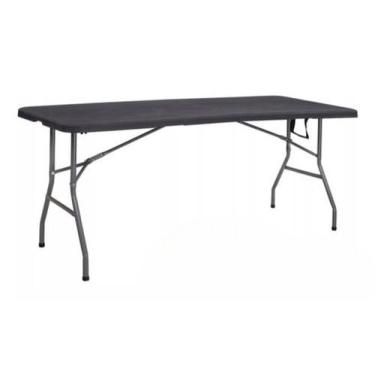 Imagem de Mesa Dobrável Vira Maleta com Alça Portátil 1.80m Camping Pesca Jardim Área Externa Interna (Preto)