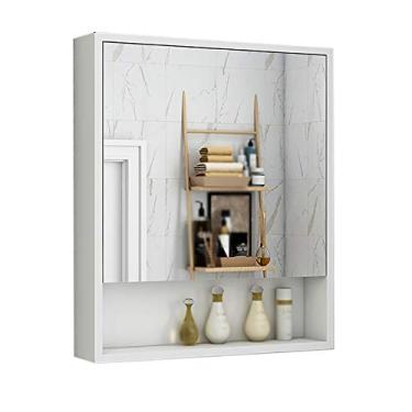 Imagem de Armário de espelho de banheiro montado na parede armário de banheiro armário de banheiro com função de armazenamento espelho semi-selado