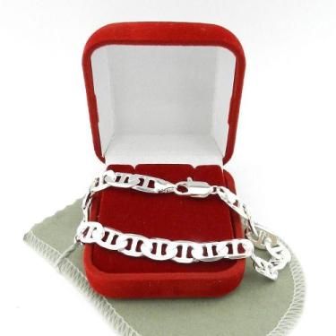 Imagem de Pulseira Masculina 18cm 8mm Largura Folheada Prata PL205 - WNBIJOUTERI