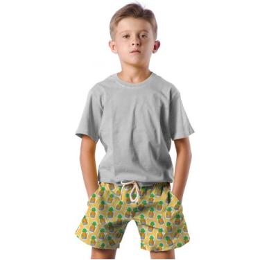 Imagem de Shorts Infantil Bermuda Calção Praia Verão Casa Abacaxi Arte Funny 202