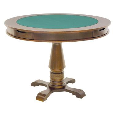 Imagem de Mesa de Jogos Carteado Victoria 4 Lugares Tampo Reversível Gavetas e Porta Copos Amêndoa - Gran Belo