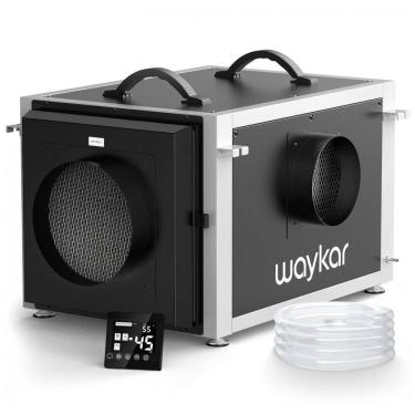 Imagem de Desumidificador de Crawl Space Waykar 74 litros com Controle Remoto e Bomba, Design de Duto Duplo HVAC Comercial para Desumidificação de