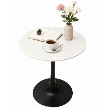 Imagem de Mesa de jantar redonda de 70 cm com tampo de mármore e base de ferro – Design moderno e elegante para uso doméstico e restaurante, sala de estar, mesa de café