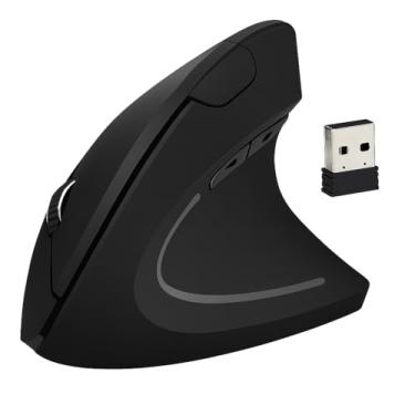 Imagem de Mouse Vertical Anatômico Ergonômico Destro Recarregável Sem Fio Bluetooth 2.4 GHz USB Bateria 6 Botões Ótico Prevenção Tendinite