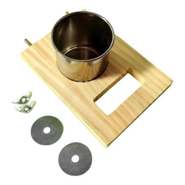 Imagem de IEUDNS Copo de alimentação para poleiro de, suporte de madeira para poleiro, alimentador suspenso, tigela de gaiola para conures, Copo único