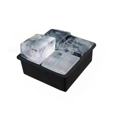 Imagem de Forma De Gelo Silicone 5 * 5 Cubo Grande 4/6/8 Cubos Drink Whisky Top Flexível E Resistente(4,Forma com 4 cubos)
