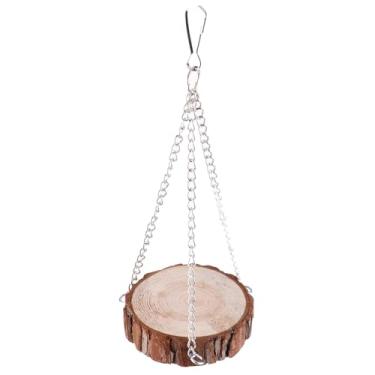 Imagem de Pssopp Suporte para Pássaros, Balanço Suspenso de Madeira para Pequenos Animais de Estimação, Centro de Atividades Divertidas para Hamsters, Ratos e Papagaios, Perfeito para Escalada e Exercícios (P