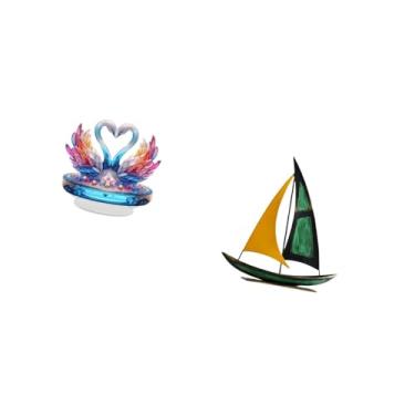 Imagem de Fenteer Escultura de de Cisne de Ferro Acrílico, Peça Central de Mesa, Mesa, Armário Plano, Decoração, Estante, Escritório, Ornamento de Dia Dos Namor