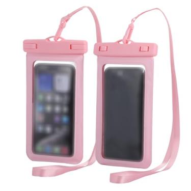 Imagem de Bolsas rosa transparentes à prova d'água para telefones de até 18 cm, especialmente projetadas para mergulho, natação e rafting