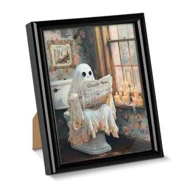 Imagem de Pôster de arte de parede para banheiro, fantasma assustador, imagem gótica para desktop, pintura emoldurada para decoração de prateleira de parede, banheiro, banheiro, decoração de Halloween, 15 x 20