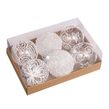 Imagem de 6 bolas de Natal de 8 cm, enfeites festivos para pendurar para festas de fim de ano, decoração sazonal