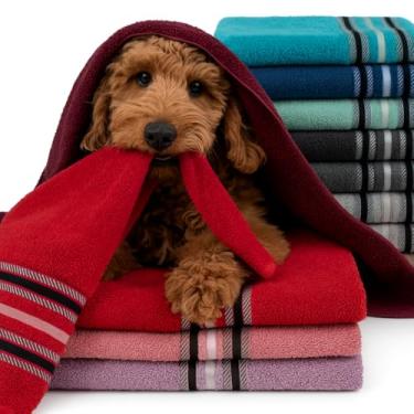 Imagem de 6 Toalha para cães de secagem rápida 60 x 130 cm, ultra macia e absorvente, toalha de cachorro grande para câes e gatos 100% Atoalhadas Toalhas de banho para animais e/ou Pet Shop