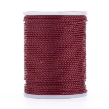 Imagem de Cordão torcido encerado redondo de 1 mm, 12 metros, fio de poliéster encerado, corda para pulseiras trançadas faça você mesmo, colar de joias, artesanato de costura de macramê, vermelho escuro