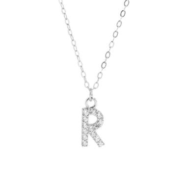 Imagem de 1 conjunto de letras banhadas a prata com colar de diamantes para mulheres, joia fina, presente para mamãe, 41+6cm, Cobre, Sem Pedra Preciosa