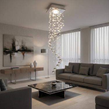 Imagem de Lustre Para Cabeceira, Sala, Corredor Cristal K9 Base 14x14