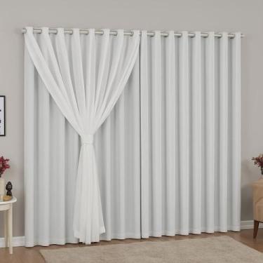 Imagem de Cortina 3,00x2,20 Forro com Voil Sala, Quarto, Escritório, Decoração -