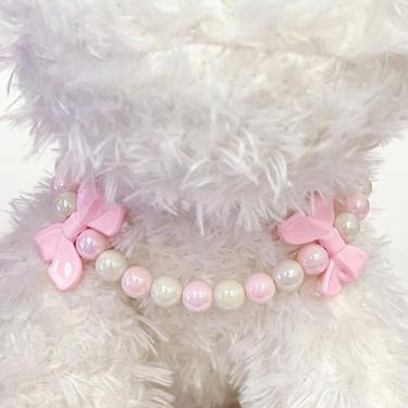 Imagem de Coleira de gato de pérola, colares de strass para cães pequenos, acessórios de coleira para animais de estimação