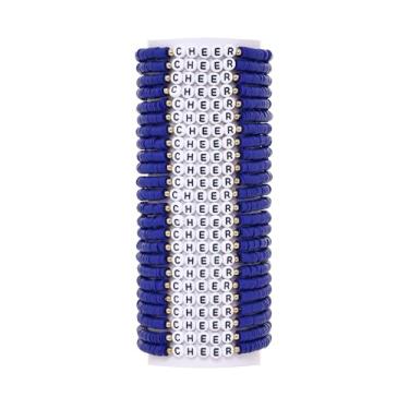 Imagem de Cooluckday Pulseiras de torcida para presentes de torcida da equipe, conjunto de presentes de líder de torcida para mulheres adolescentes brinquedos de torcida empilháveis de argila Y2k pulseiras de