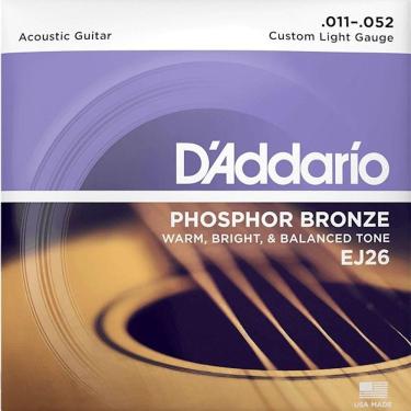 Imagem de Cordas Para Violão Aço D Addario Phosphor Bronze Ej26 .011-.052