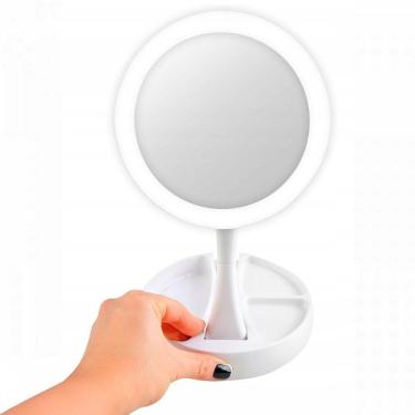 Imagem de Espelho Dupla Face Dobrável Led Bancada Perfeito Para Você