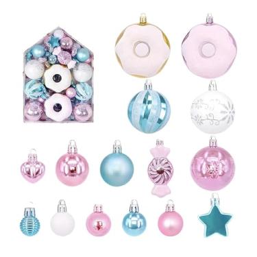 Imagem de Conjunto de 72 peças de enfeites de árvore de Natal, bolas coloridas penduradas para festa de Natal, decoração de casa, decoração sazonal (laranja, rosa)