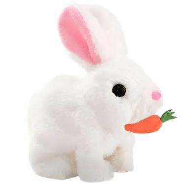 Imagem de Coelho De Pelúcia Pula Emite Som Brinquedo Infantil Páscoa (Branco)