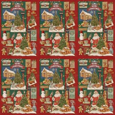 Imagem de Kitico Rolo de papel de parede de Natal – Papel de parede decorativo autoadesivo e papel de embrulho de Natal 45 x 301 cm