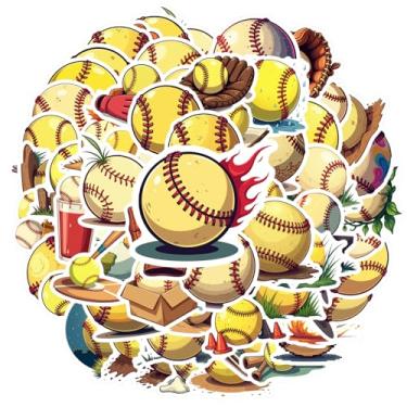 Imagem de 70 peças de adesivos esportivos de beisebol, pacote de adesivos vibrantes e engraçados para mala, geladeira, telefone, bagagem, laptop, guitarra, carro, adesivos, brinquedos, faça você mesmo, telefone