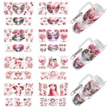 Imagem de DORSBABY Mini porta-chaves UV DTF, 16 folhas, dia dos namorados, casal romântico, UV DTF, decalques DIY para chaveiro pingente artesanato hotel