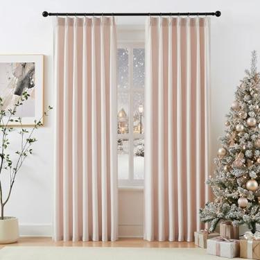 Imagem de Cortinas de linho plissadas de 272 cm, cortinas de janela semitransparentes, extralongas para sala de estar, quarto, cortinas texturizadas de linho grosso macio de 2,7 m para berçário infantil, 2