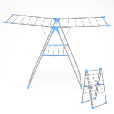 Imagem de Varal De Chão 2 Andares Dobrável Abas Retrátil Aço Reforçado