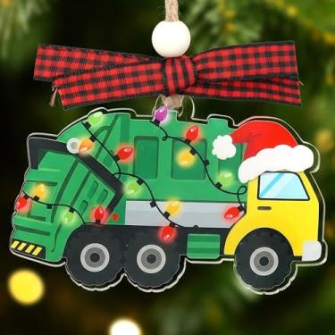 Imagem de Ornamento de caminhão de lixo - ornamento de caminhão de lixo - ornamentos de caminhão de lixo para árvore de Natal - presentes de caminhões para crianças, adolescentes - 2025 para meninos - enfeites