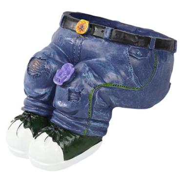 Imagem de JSBWSFA Vaso de flores jeans de resina criativo, lindo formato de calça, estatuetas de plantador ajoelhadas para jardim de suculentas, vasos de plantas decorativos ao ar livre, ambientes internos para