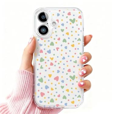 Imagem de DSJIFGEW Design de capa transparente padrão para iPhone 16 | Antiamarelamento, parte traseira rígida, proteção contra quedas de nível militar, suporta carregamento sem fio