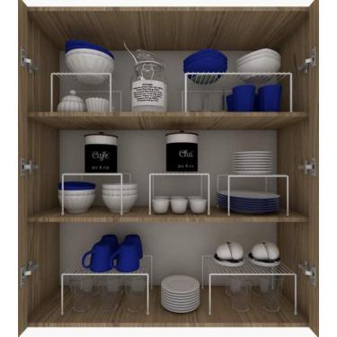 Imagem de Kit 7 Organizadores para Armário Aramado Aço Prateleiras Cozinha Plana