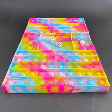 Imagem de Tabuleiro Big Pop It Jogo Anti Stress Rosa, Azul E Amarelo