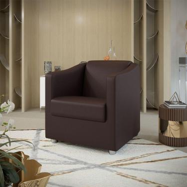 Imagem de Poltrona Decorativa Tilla Corino Marrom Dal Poz Estofados