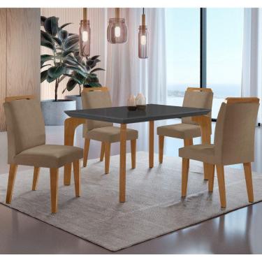 Imagem de Conjunto Mesa Liz 120cm Mdf Com 4 Cadeiras Athenas Moderna Vel. Capuccino Grafite Imbuia