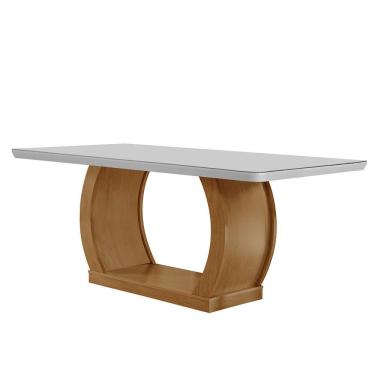 Imagem de Mesa Para Sala De Jantar 180cm Em Mdf E Vidro Com Canto Copo