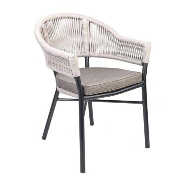 Imagem de Cadeira área Externa De Alumínio Bear Com Corda Naútica Grafite-amêndoa G56 - Gran Belo