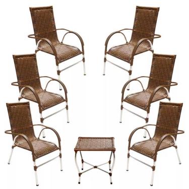 Imagem de Jogo 6 Cadeiras E Mesa De Centro Vênus Trama Original Argila