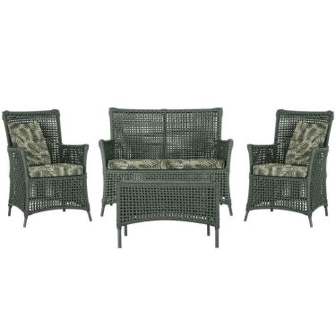 Imagem de Jogo Sofá E 2 Poltronas E Mesa Igapó Preta E5 Trama Original Verde