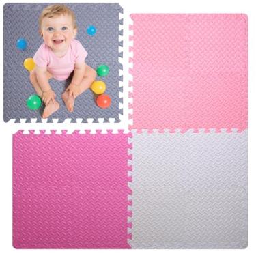 Imagem de Coolcandy Baby Foam Play Mat 16Pcs with Edge Strips, 4 Colors Interlocking Floor Tiles, 0.4″ Thickened Non-Slip Puzzle Floor Mat for Infants Toddlers Playroom & Daycare