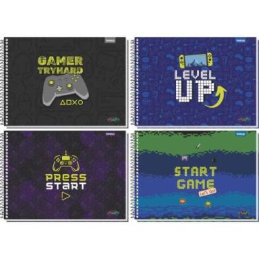 Imagem de Caderno de Desenho Universitário Capa Dura Game OVER 48 Folhas Espiral