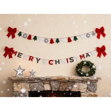 Imagem de ZeQi Feliz Natal 37Pcs Guirlanda de Faixa de Feltro, Dupla Face, 4''X3.5'' Cada Peça, Decorações Internas, Faixa para Decorações de Natal para Interiores, Decoração de Lareira para Festa Em Casa E Esc
