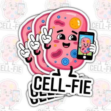 Imagem de 3 adesivos de biologia celular, adesivo engraçado de biologia celular, adesivo meme cell-fie fofo ciência 7,6 cm decalque impermeável presente para estudantes e professores, para laptop, garrafa de