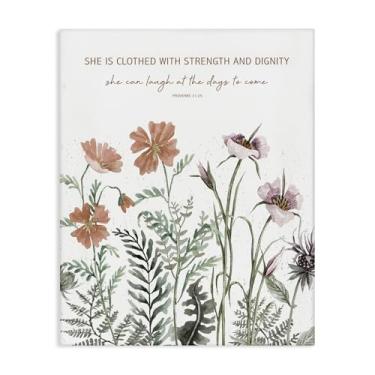 Imagem de Stupell Industries Arte de parede em tela Clothed with Strength Botanicals, design de Cindy Jacobs, 20 x 16