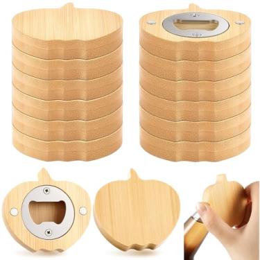 Imagem de Vesici Abridor magnético de garrafa de 6,3 cm DIY abridores de cerveja em forma de abóbora de bambu ímã de geladeira de madeira adesivo presente para amantes de cerveja, casamento, convidado, cozinhas