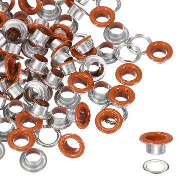 Imagem de YELARXI Kit de ilhós, ilhós de metal, kit de ilhós com arruelas 6 mm 1/10.2 cm encaixe interno redondo para (tecido/sapatos/roupas/artesanato faça você mesmo/bolsa/cinto) conjunto 250 e laranja